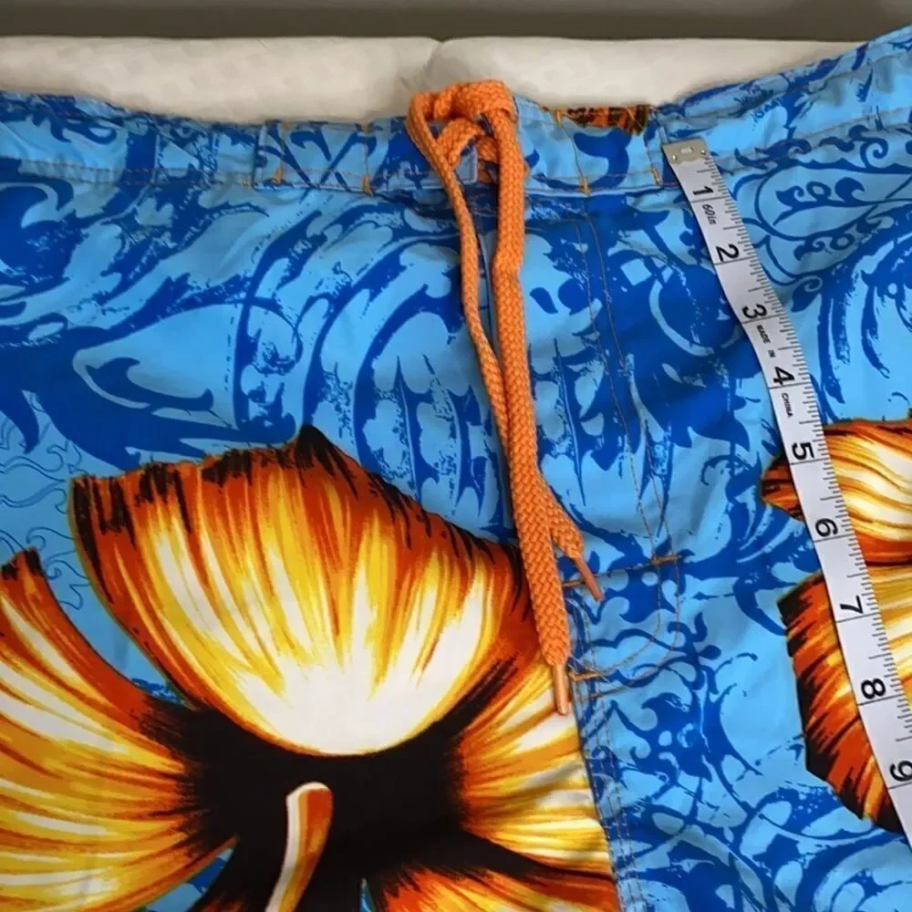 Men's OP Lined Floral Hawaiian Print Board Shorts M